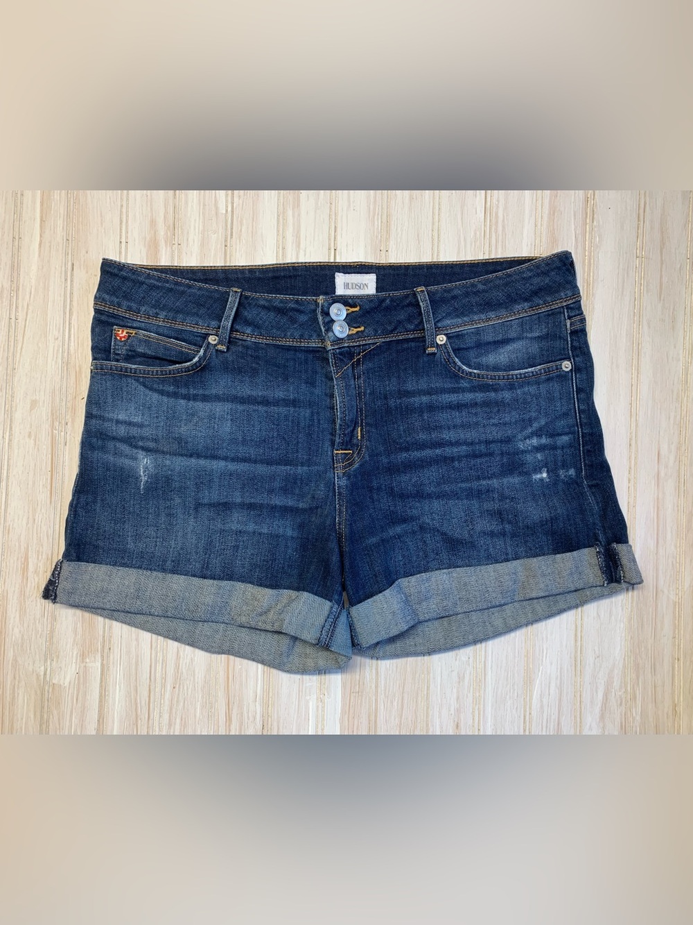 Hudson Jeans Dark Blue Denim Cuffed Shorts Size 31
